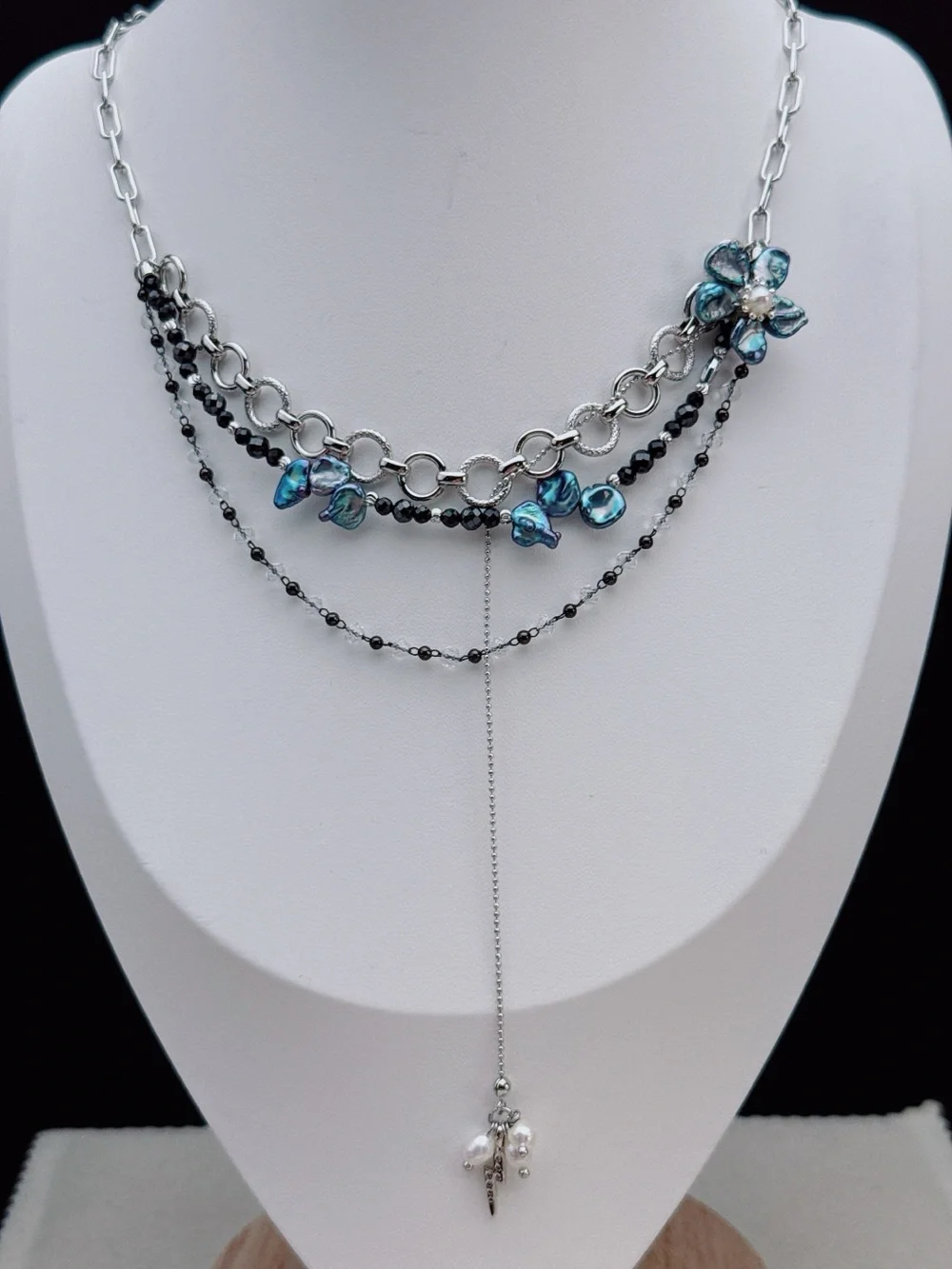 26X515 Handmade Freshwater Baroque Pearl Flower Dainty Necklace 16+2”